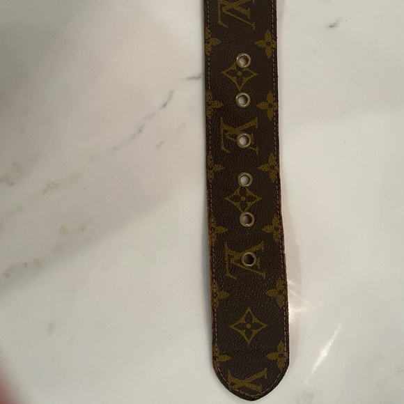 Louis Vuitton Vintage Monogram Belt w/ Brass Tone Buckle and Grommets Pre 1980s - Picture 2 of 11